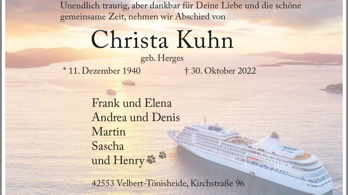 Christa Kuhn † 30. 10. 2022