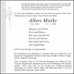 Albert Mielke † 11. 11. 2022