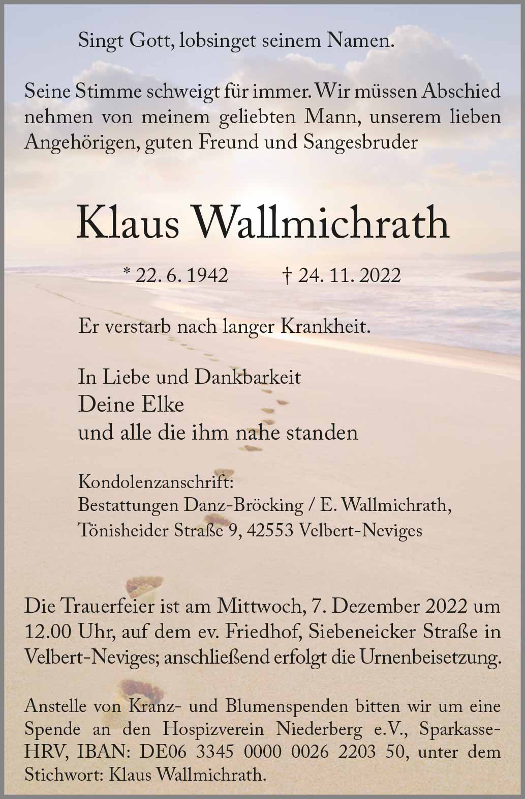 Klaus Wallmichrath † 24. 11. 2022