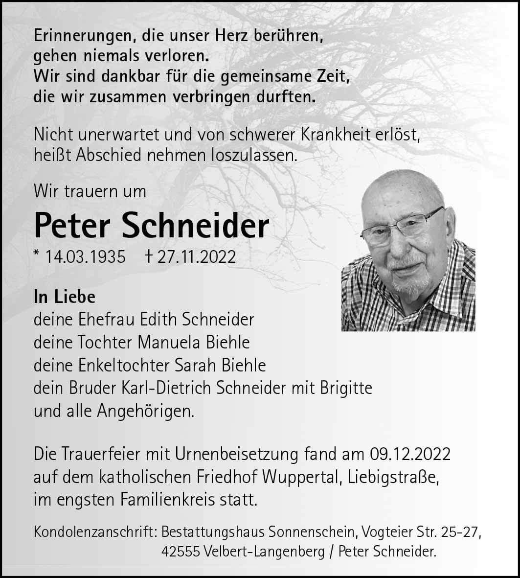 Peter Schneider † 27. 11. 2022