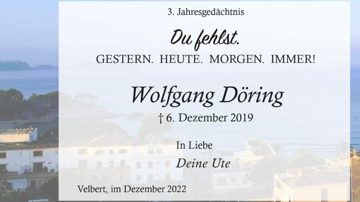 Wolfgang Döring -Danksagung-