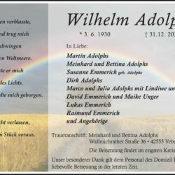Wilhelm Adolphs † 31. 12. 2022