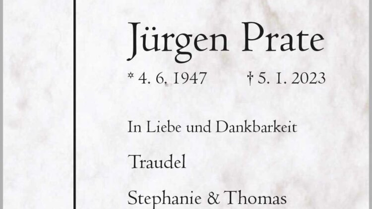 Jürgen Prate † 5. 1. 2023