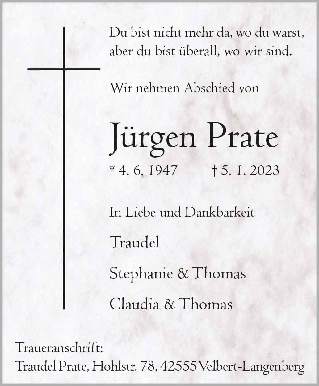 Jürgen Prate † 5. 1. 2023
