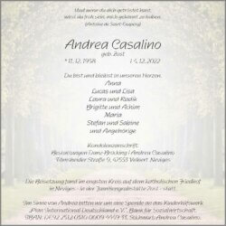 Andrea Casalino † 4. 12. 2022