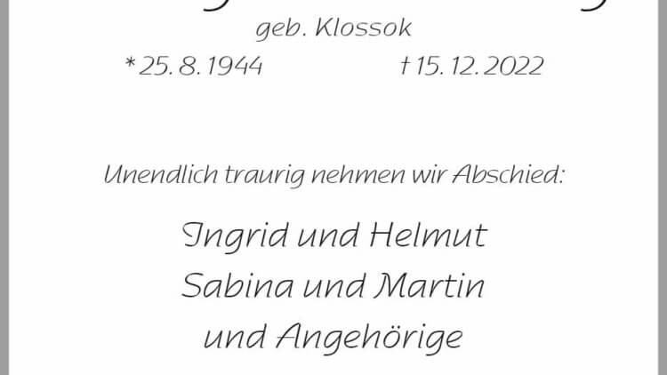 Hildegard Strüning † 15. 12. 2022