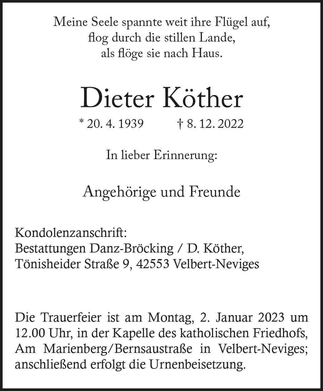Dieter Köther † 8. 12. 2022