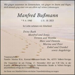 Manfred Bußmann † 31. 10. 2023