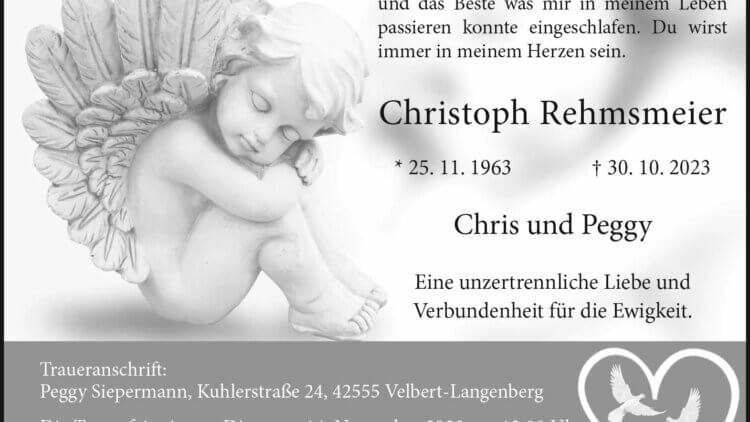 Christoph Rehmsmeier † 30. 10. 2023