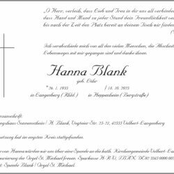 Hanna Blank † 18. 10. 2023