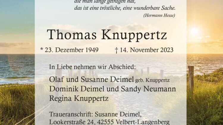 Thomas Knuppertz † 14. November 2023