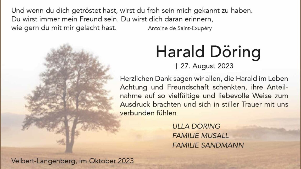 Harald Döring -Danksagung-