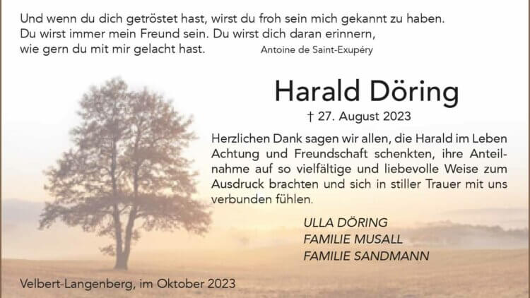 Harald Döring -Danksagung-