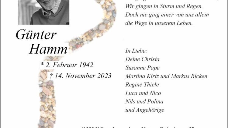 Günter Hamm † 14. November 2023