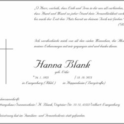 Hanna Blank † 18. 10. 2023