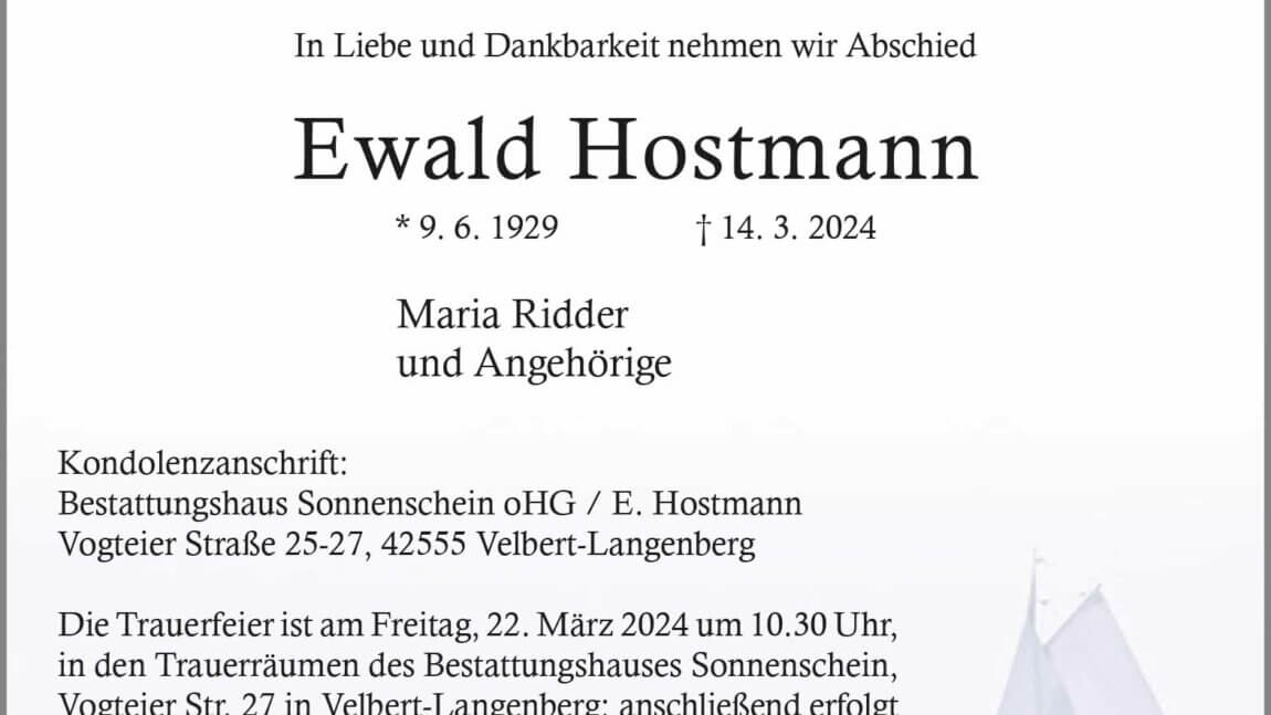 Ewald Hostmann † 14. 3. 2024