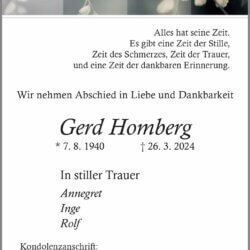 Gerd Homberg † 26. 3. 2024