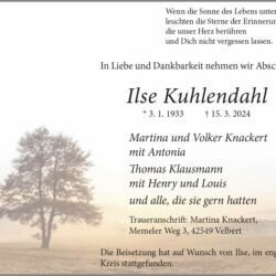 Ilse Kuhlendahl † 15. 3. 2024