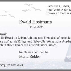 Ewald Hostmann – Danksagung-