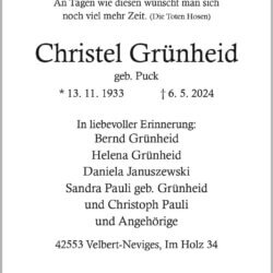 Christel Grünheid † 6. 5. 2024
