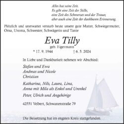 Eva Tilly † 6. 5. 2024