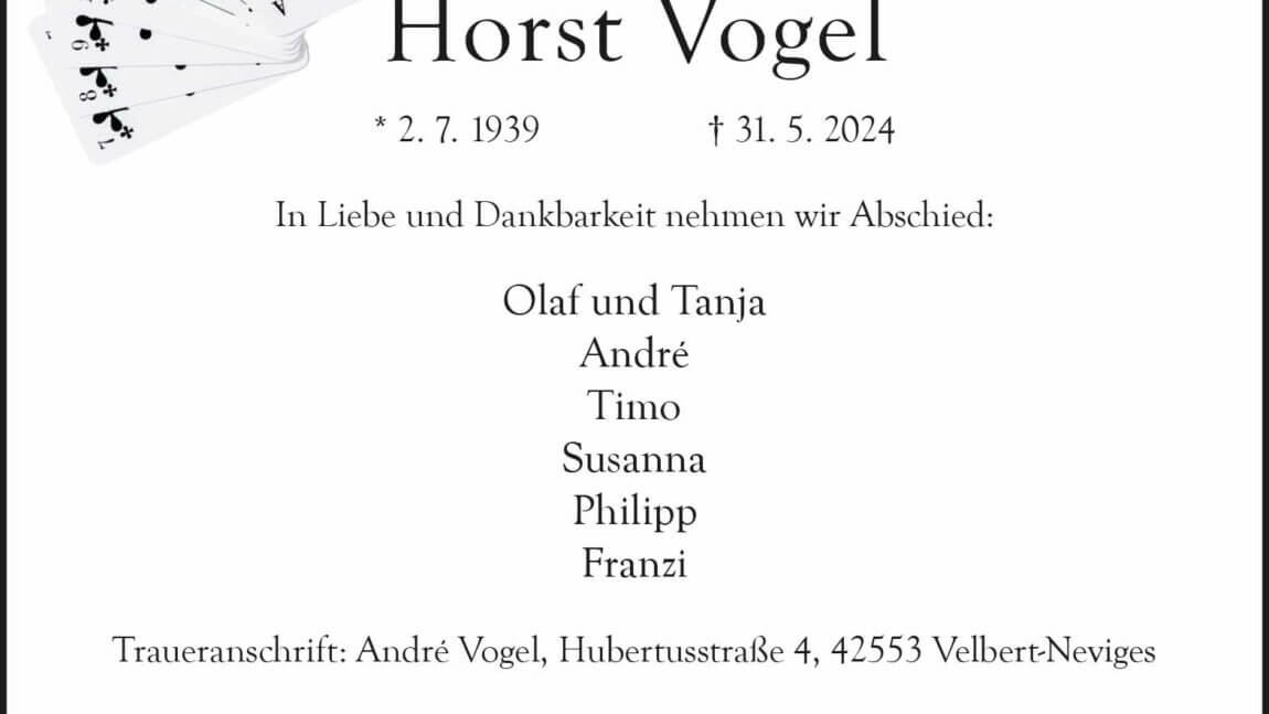 Horst Vogel † 31. 5. 2024