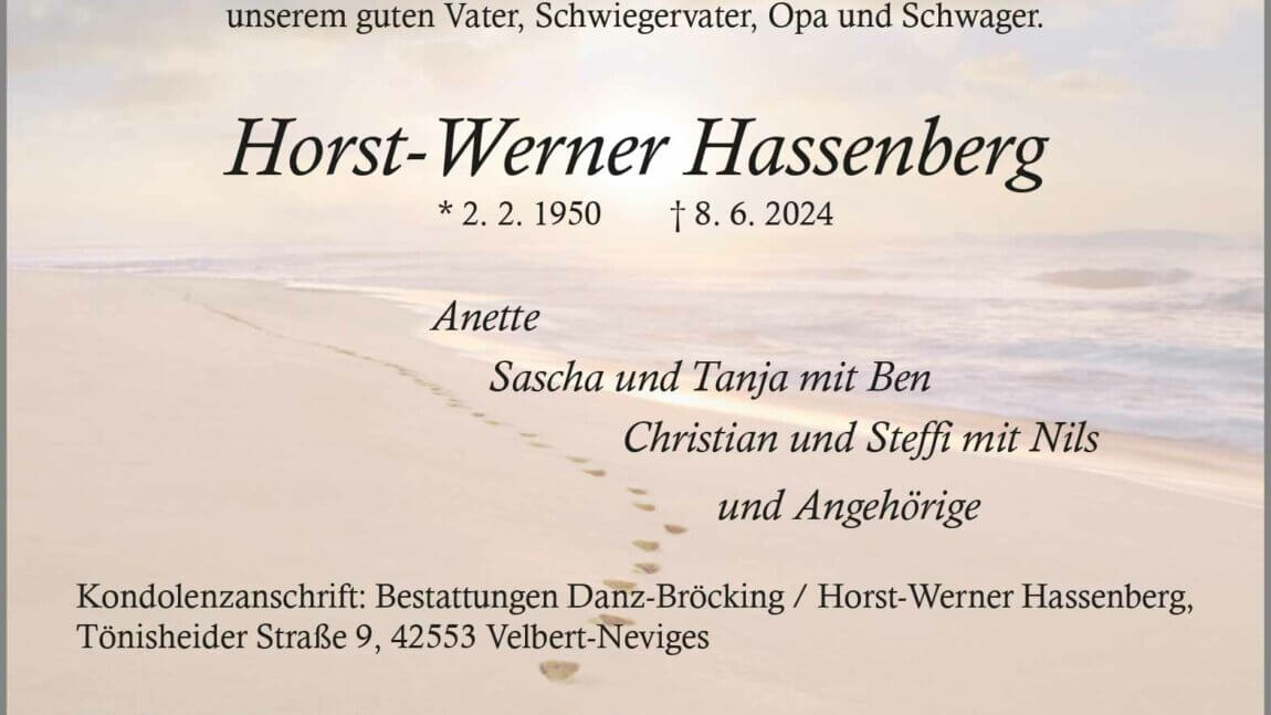 Horst-Werner Hassenberg † 8. 6. 2024