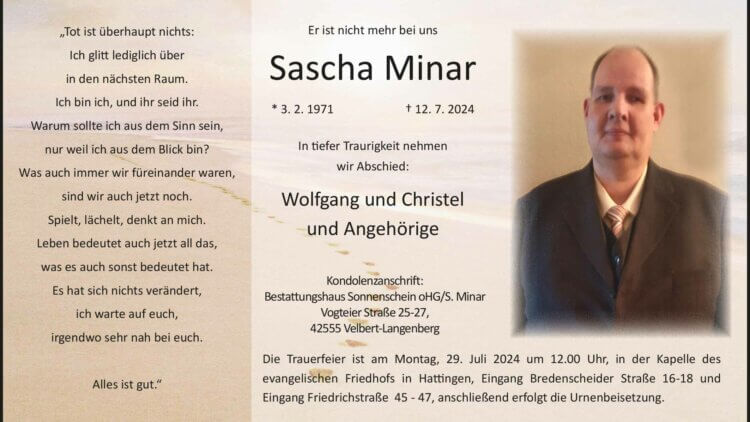Sascha Minar † 12. 7. 2024