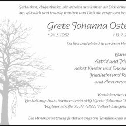 Grete Johanna Osten † 13. 7. 2024