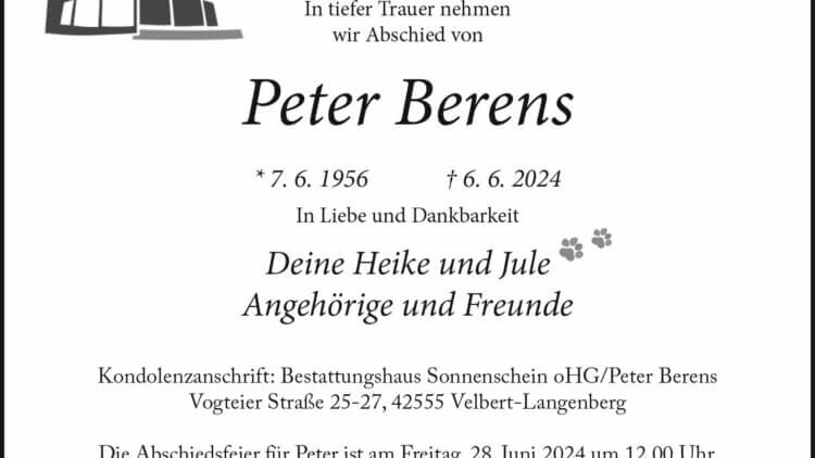 Peter Berens † 6. 6. 2024