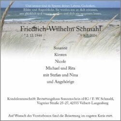 Friedrich-Wilhelm Schmahl † 9. 7. 2024