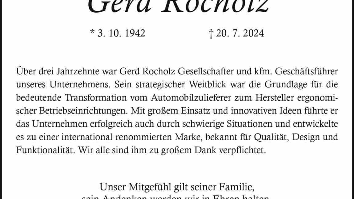 Gerd Rocholz † 20. 7. 2024 -FIRMA-