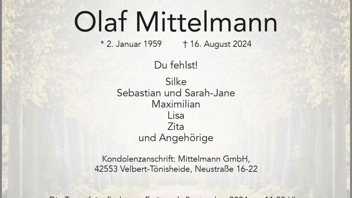 Olaf Mittelmann † 16. 8. 2024