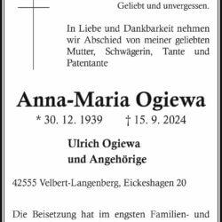 Anna-Maria Ogiewa † 15. 9. 2024