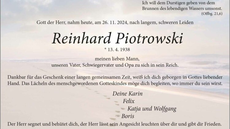 Reinhard Piotrowski † 26. 11. 2024