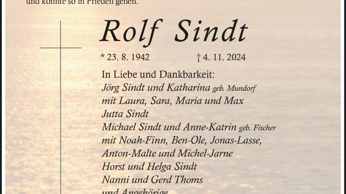 Rolf Sindt † 4. 11. 2024