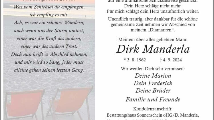 Dirk Manderla † 4. 9. 2024