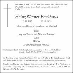 Heinz-Werner Backhaus † 18. 10. 2024