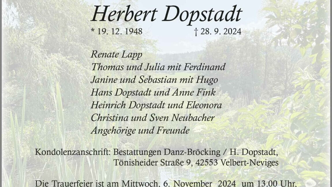 Herbert Dopstadt † 28. 9. 2024