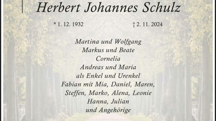 Herbert Johannes Schulz † 2. 11. 2024