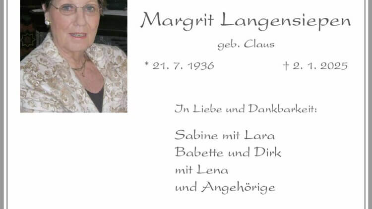 Margrit Langensiepen † 2. 1. 2025