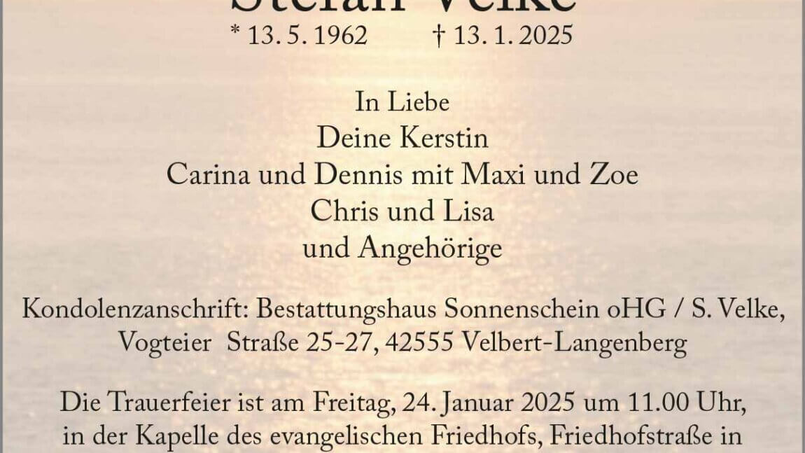 Stefan Velke † 13. 1. 2025