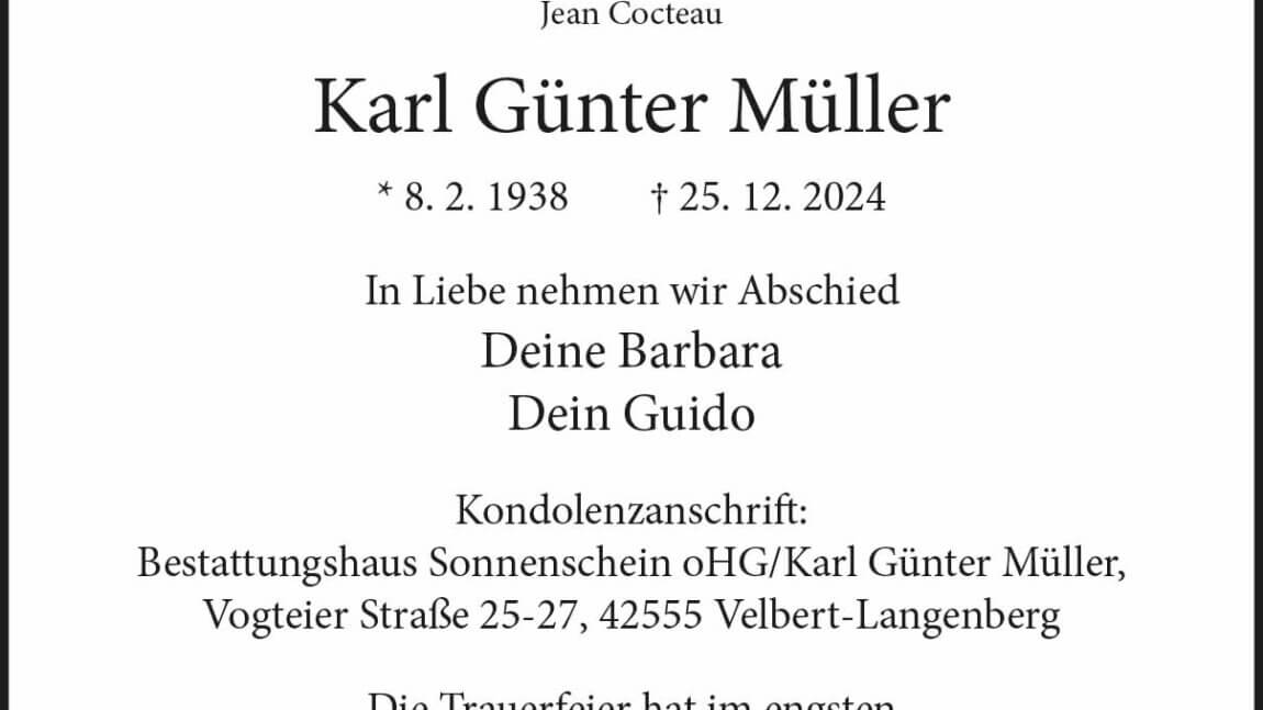 Karl Günter Müller † 25. 12. 2024