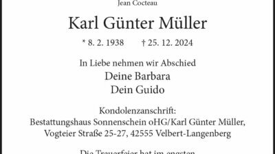 Karl Günter Müller † 25. 12. 2024