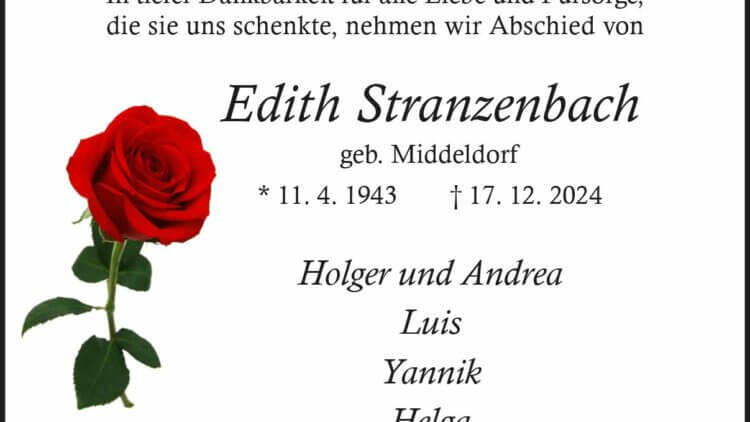 Edith Stranzenbach † 17. 12. 2024