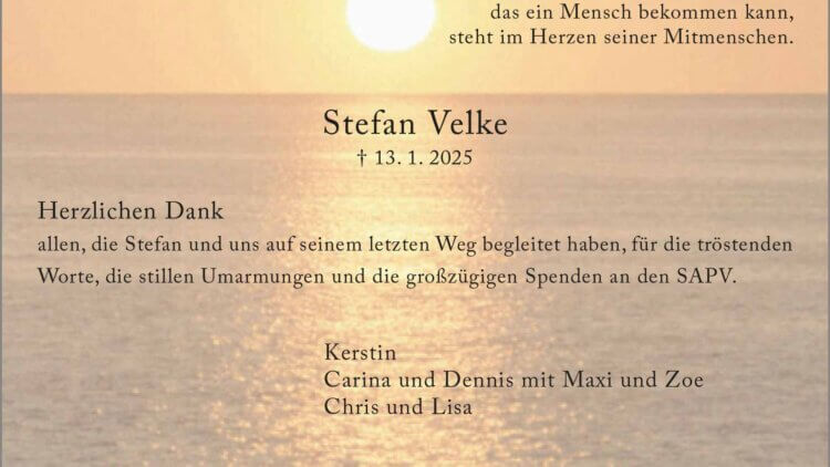 Stefan Velke -Danksagung-