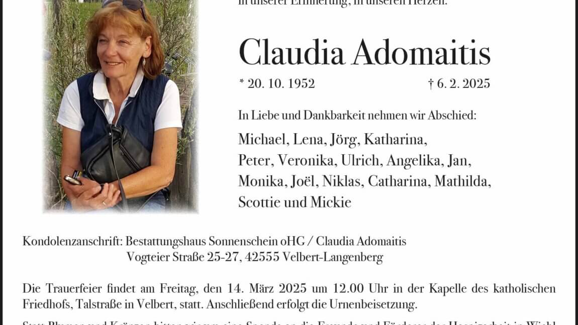 Claudia Adomaitis † 6. 2. 2025