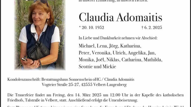 Claudia Adomaitis † 6. 2. 2025