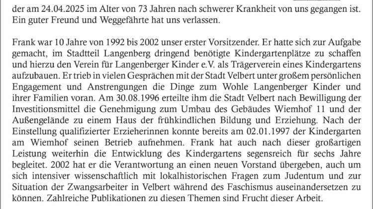 Pfarrer Frank Overhoff -Firmenanzeige-