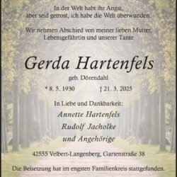 Gerda Hartenfels † 21. 3. 2025